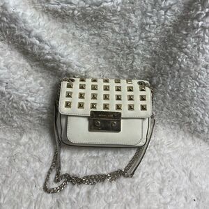 Michael Kors leather off white studded sloan shoulder bag gold tone Hard…